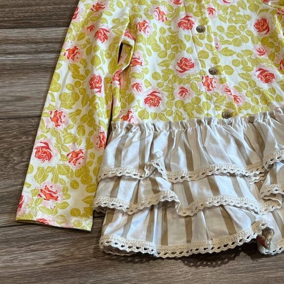 SweetHoney Hooded Ruffle Floral Button Down Long Sleeve Shirt Size 6 - Picture 2 of 5